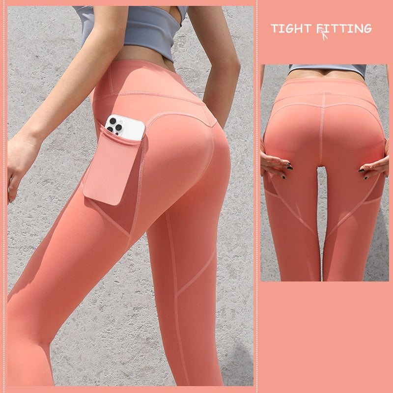 Gym Sport Nahtlose Leggings Mit Taschen Push-Up Hohe Taille Hosen Frauen Fitness Läuft Yoga Hosen Gym Sport Nahtlose Leggings