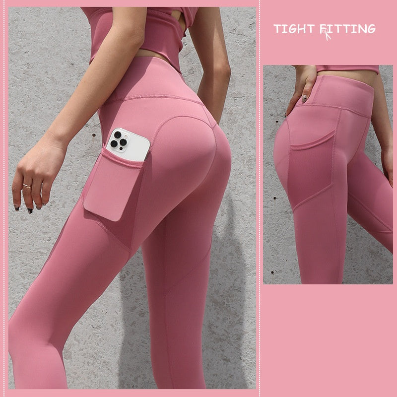 Gym Sport Nahtlose Leggings Mit Taschen Push-Up Hohe Taille Hosen Frauen Fitness Läuft Yoga Hosen Gym Sport Nahtlose Leggings
