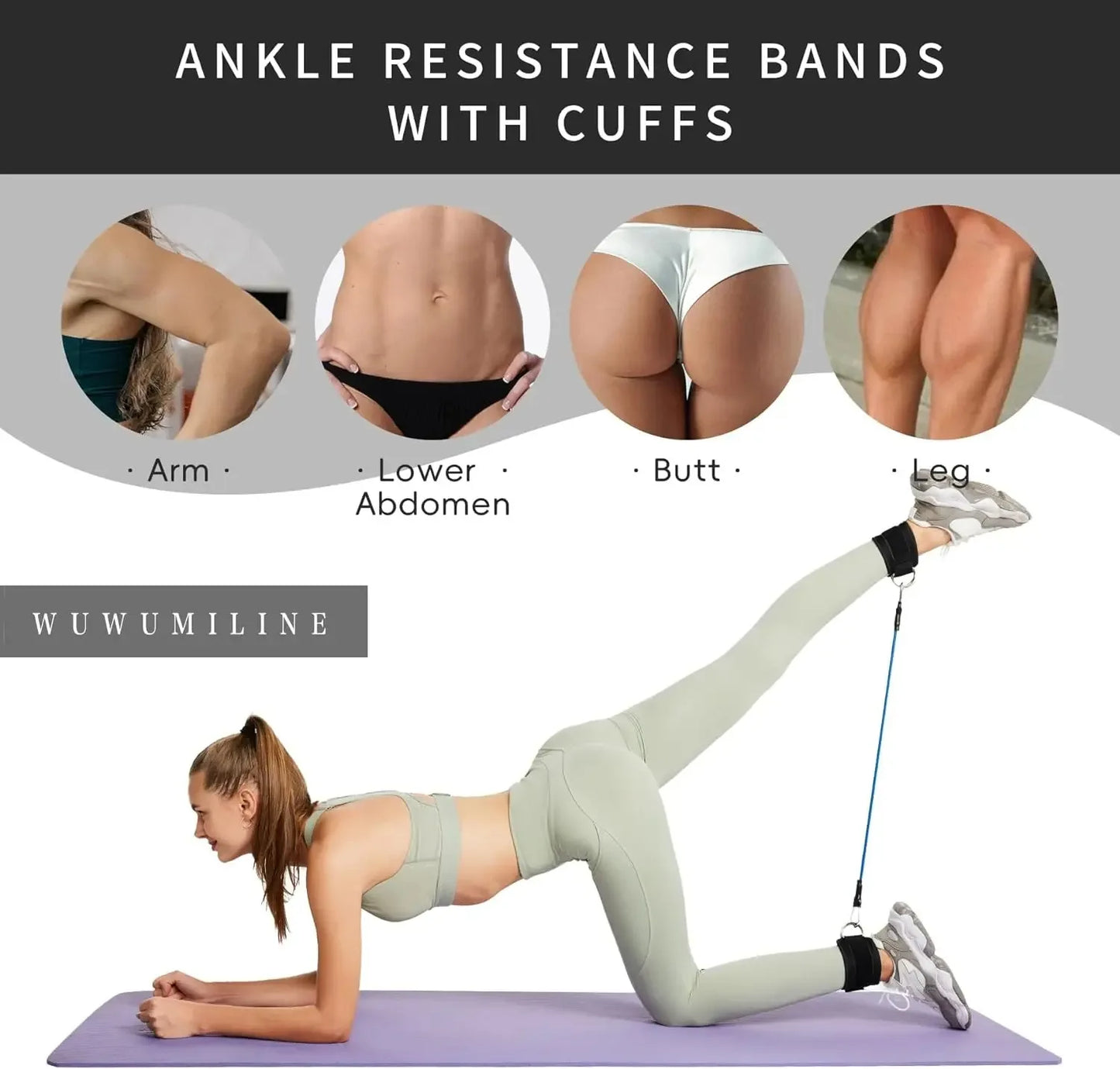 Ankle Straps Resistance Band Elastic Exercise Leg Strength Yoga Pilates Auxiliary Pull Rope Gym Fitness Equipment Sport Women