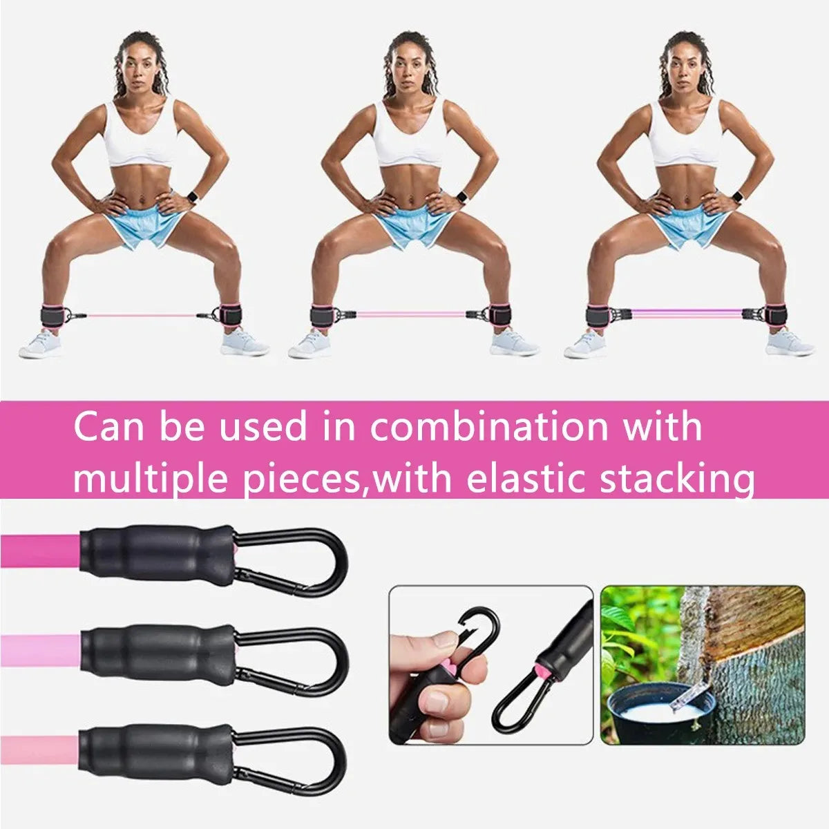 Ankle Straps Resistance Band Elastic Exercise Leg Strength Yoga Pilates Auxiliary Pull Rope Gym Fitness Equipment Sport Women