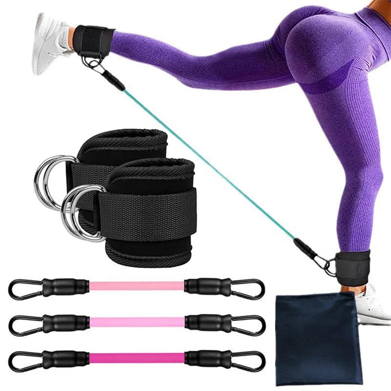 Ankle Straps Resistance Band Elastic Exercise Leg Strength Yoga Pilates Auxiliary Pull Rope Gym Fitness Equipment Sport Women